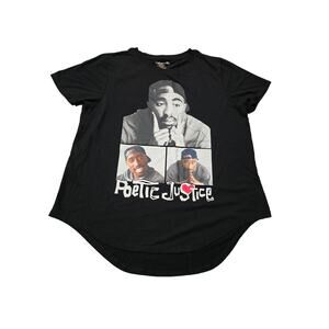 Chemistry Poetic Justice Tupac 2Pac Black Crew Neck Graphic Short Sleeve Shirt